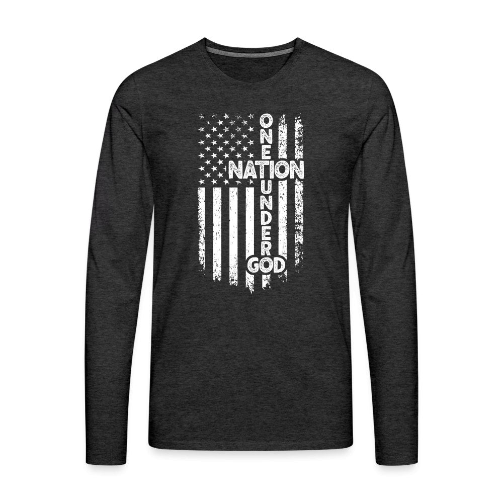 One Nation Under God Men's Premium Long Sleeve T-Shirt - charcoal grey