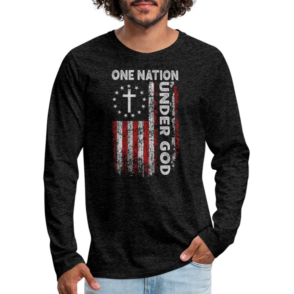 One Nation Under God Men's Premium Long Sleeve T-Shirt - charcoal grey