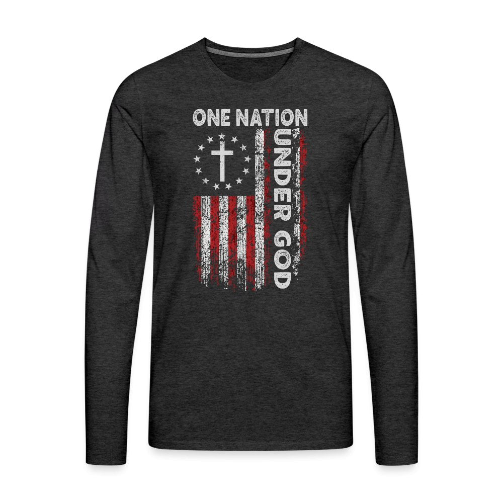 One Nation Under God Men's Premium Long Sleeve T-Shirt - charcoal grey