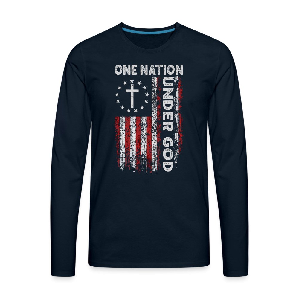 One Nation Under God Men's Premium Long Sleeve T-Shirt - deep navy