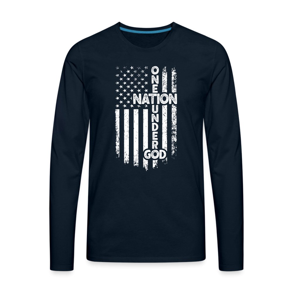 One Nation Under God Men's Premium Long Sleeve T-Shirt - deep navy