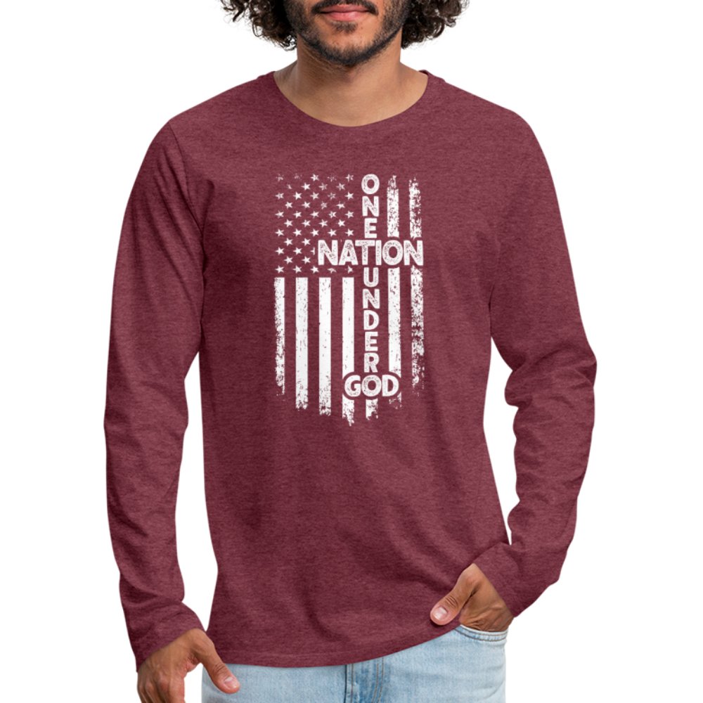 One Nation Under God Men's Premium Long Sleeve T-Shirt - heather burgundy