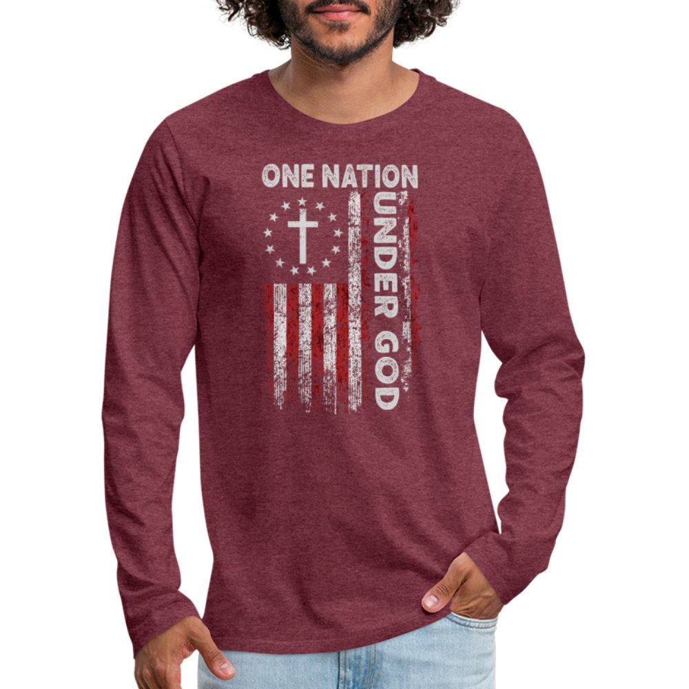 One Nation Under God Men's Premium Long Sleeve T-Shirt - heather burgundy