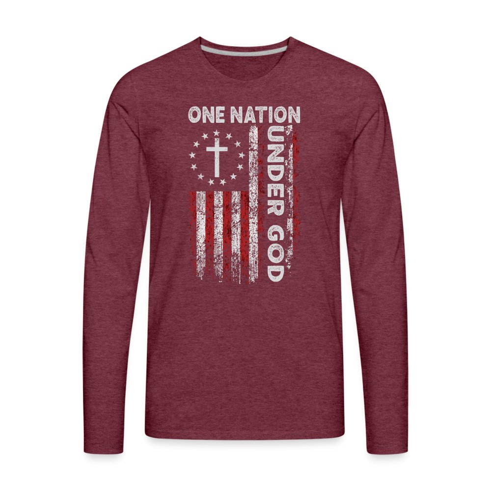 One Nation Under God Men's Premium Long Sleeve T-Shirt - heather burgundy