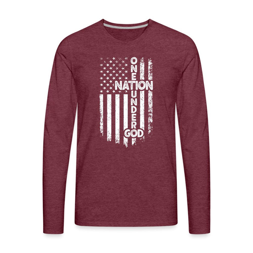 One Nation Under God Men's Premium Long Sleeve T-Shirt - heather burgundy