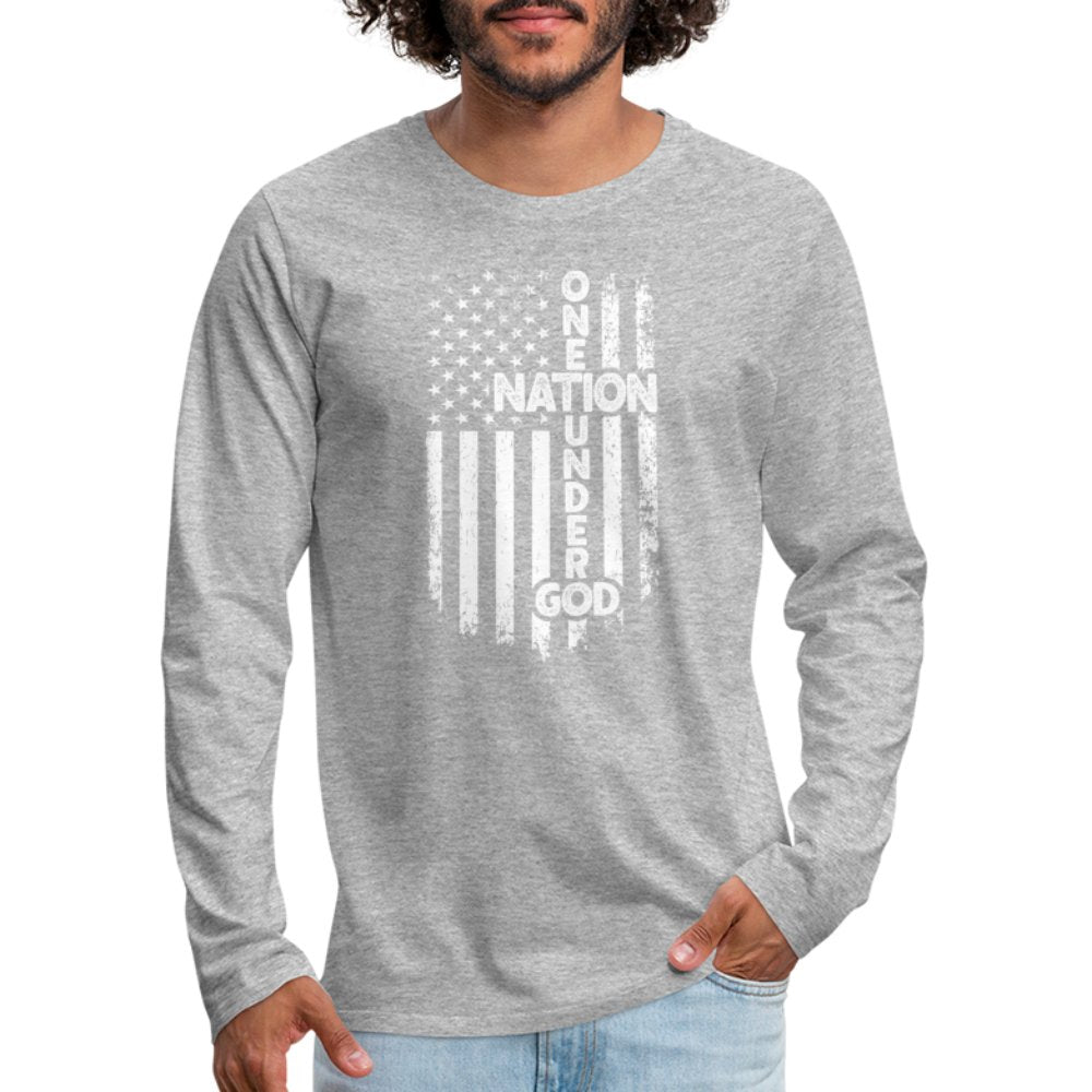 One Nation Under God Men's Premium Long Sleeve T-Shirt - heather gray