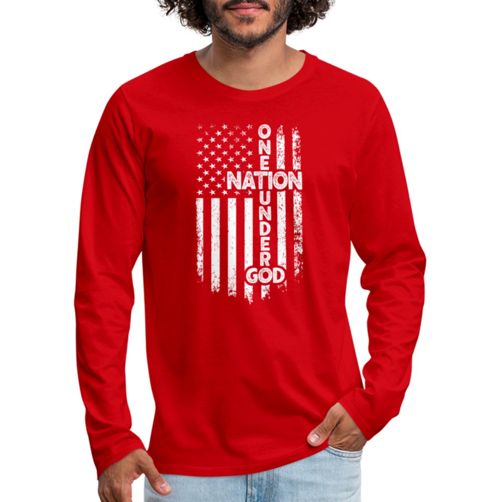 One Nation Under God Men's Premium Long Sleeve T-Shirt - red