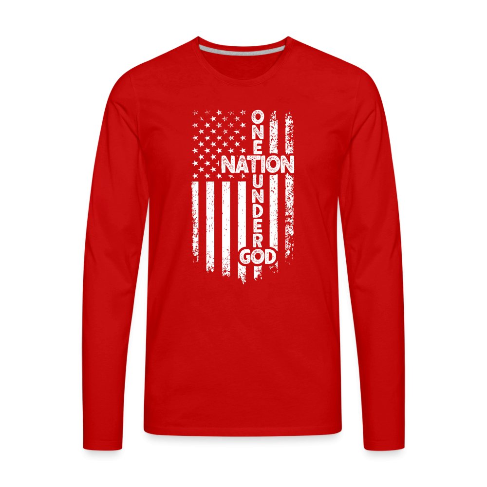 One Nation Under God Men's Premium Long Sleeve T-Shirt - red