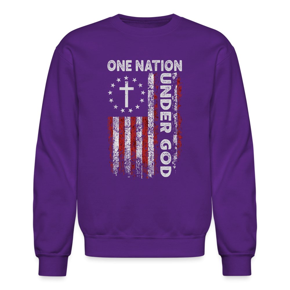 One Nation Under God Sweatshirt - purple