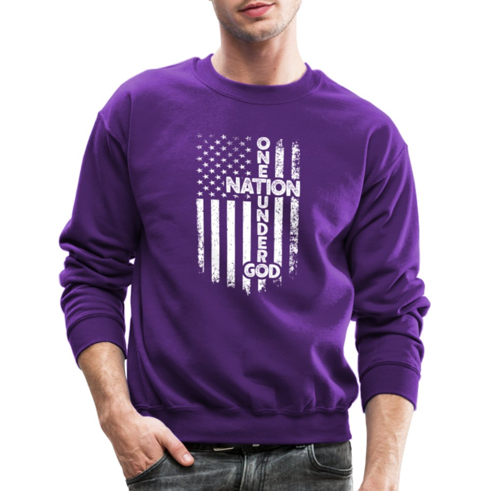 One Nation Under God Sweatshirt - purple