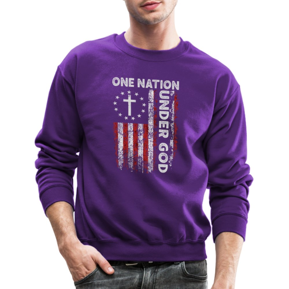 One Nation Under God Sweatshirt - purple