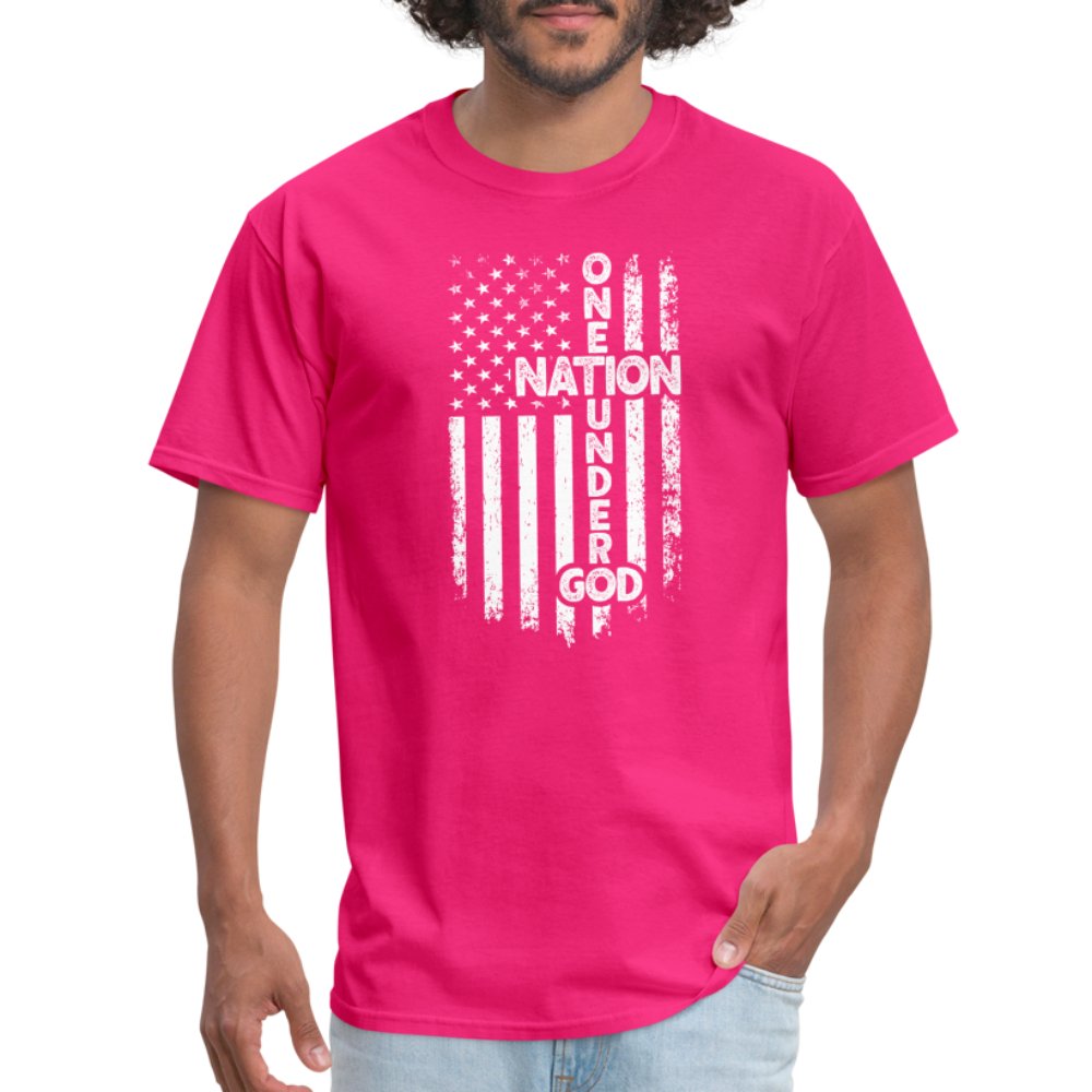 One Nation Under God T-Shirt - fuchsia