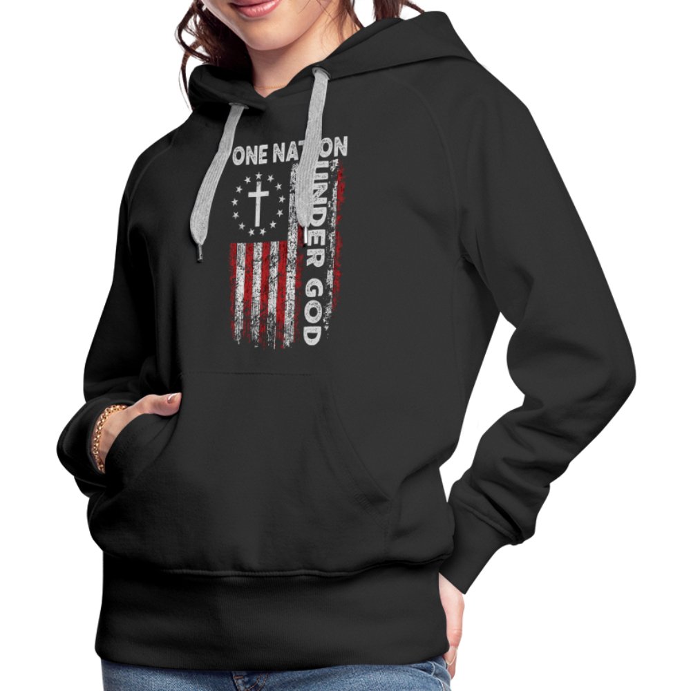 One Nation Under God Women’s Premium Hoodie - black