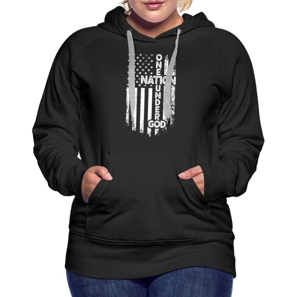 One Nation Under God Women’s Premium Hoodie - black