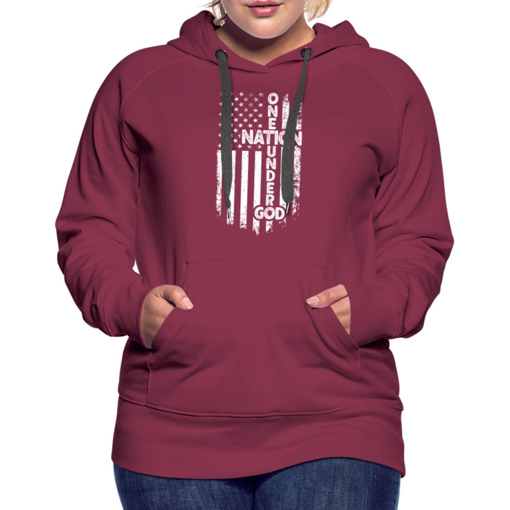 One Nation Under God Women’s Premium Hoodie - burgundy