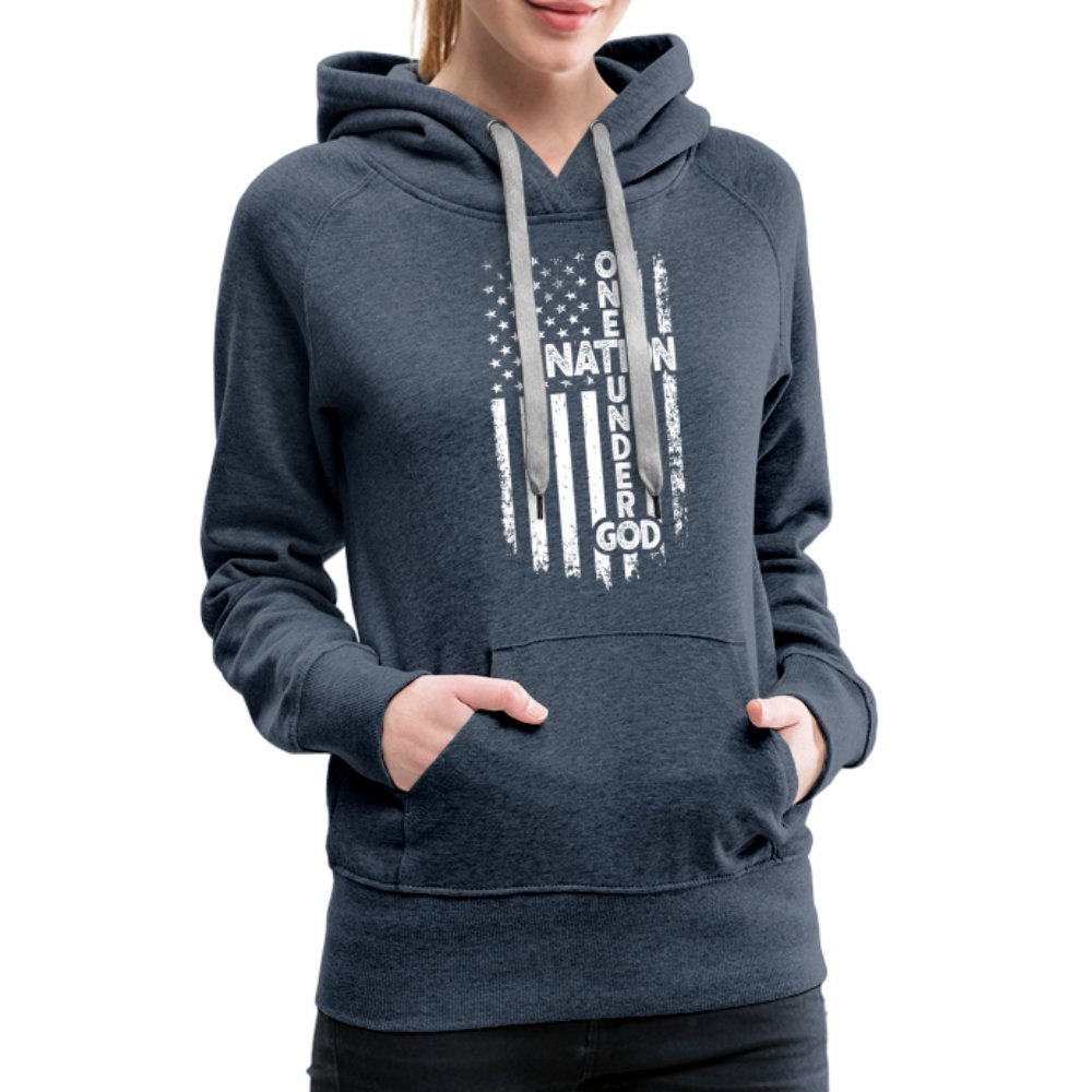 One Nation Under God Women’s Premium Hoodie - heather denim