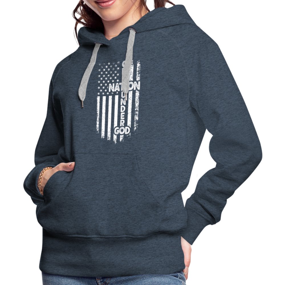 One Nation Under God Women’s Premium Hoodie - heather denim