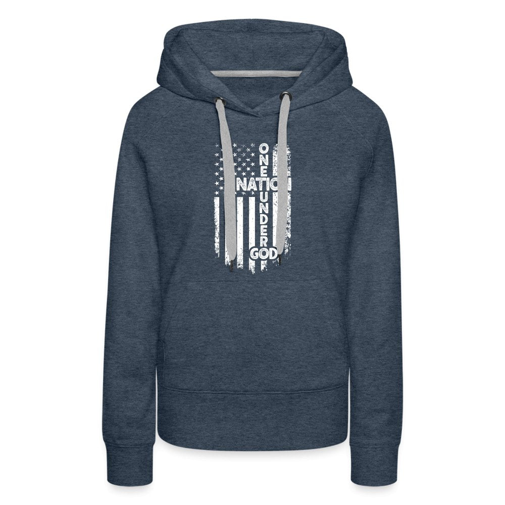 One Nation Under God Women’s Premium Hoodie - heather denim