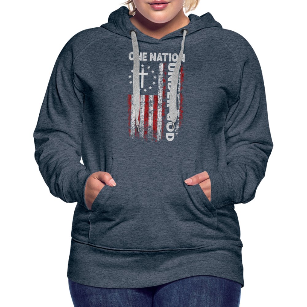 One Nation Under God Women’s Premium Hoodie - heather denim