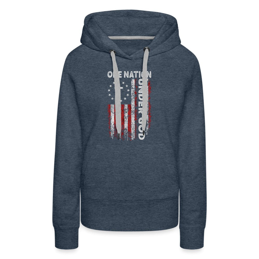 One Nation Under God Women’s Premium Hoodie - heather denim