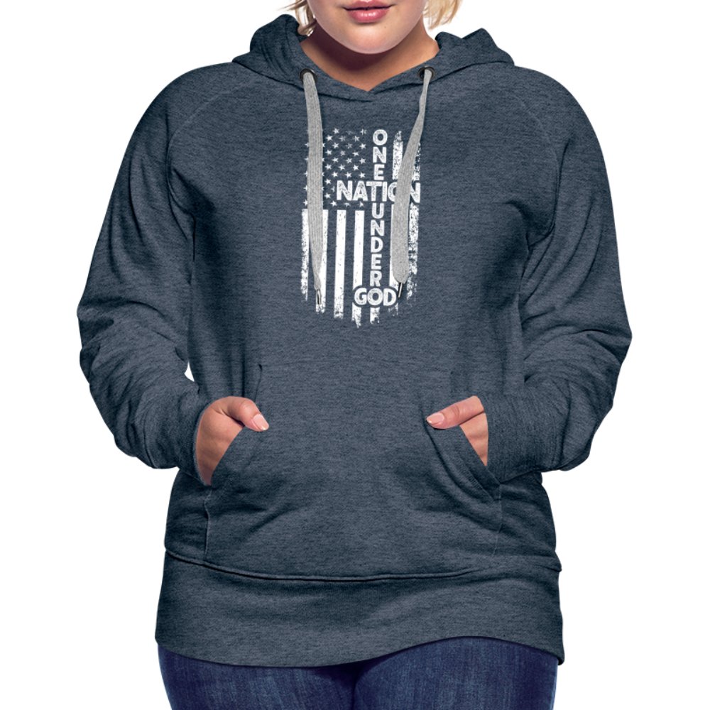 One Nation Under God Women’s Premium Hoodie - heather denim