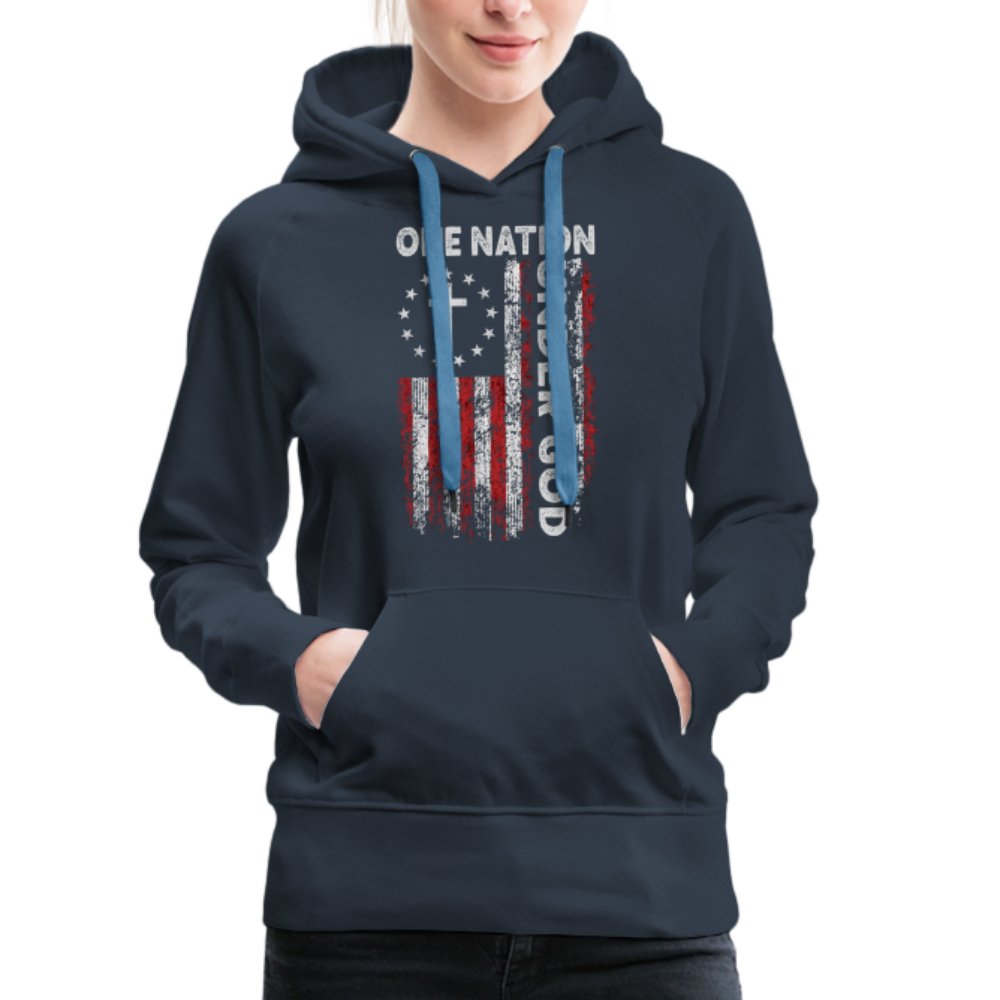 One Nation Under God Women’s Premium Hoodie - navy