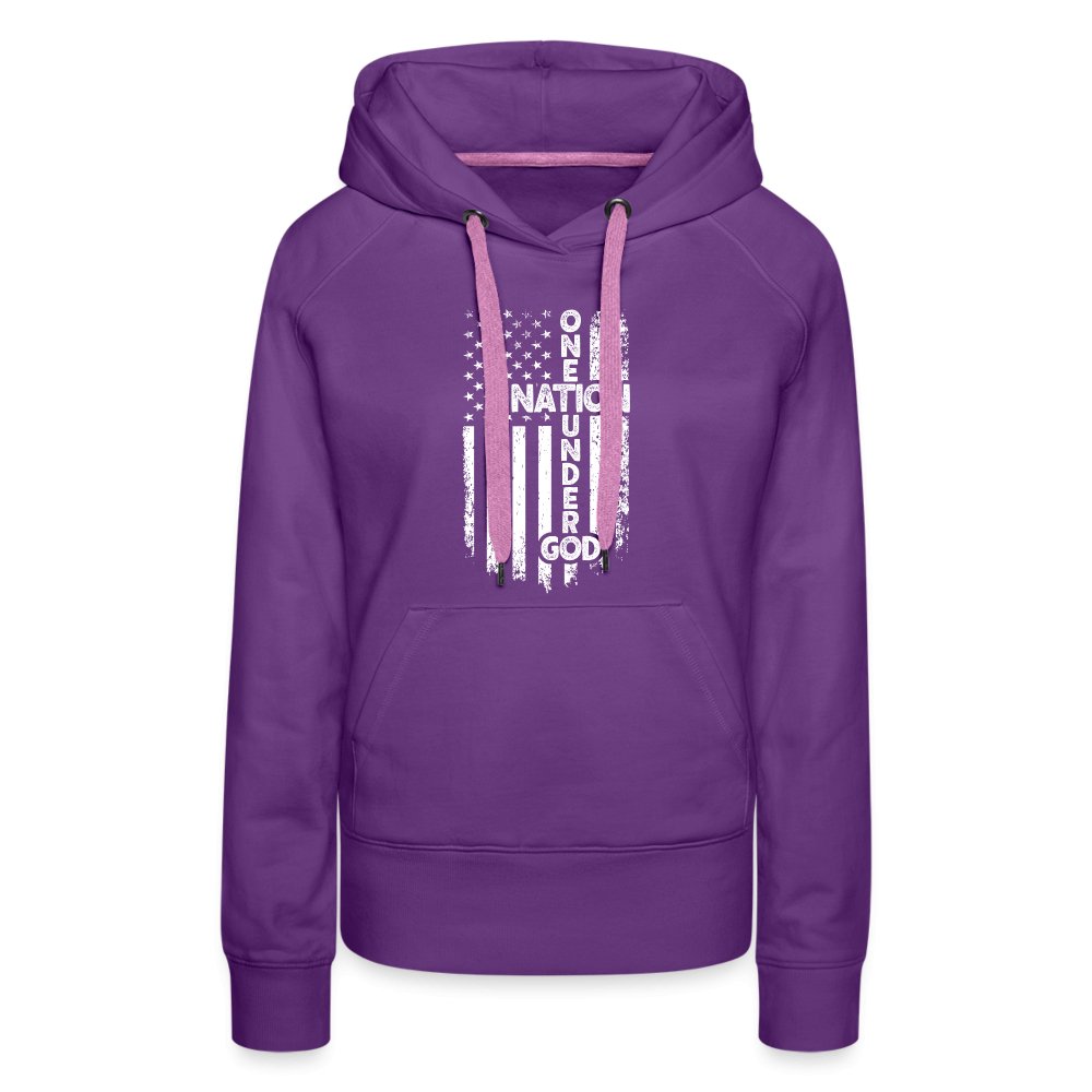 One Nation Under God Women’s Premium Hoodie - purple