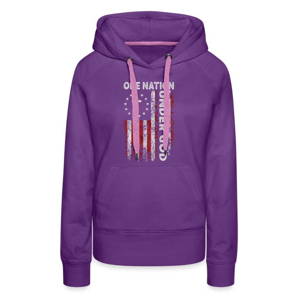 One Nation Under God Women’s Premium Hoodie - purple