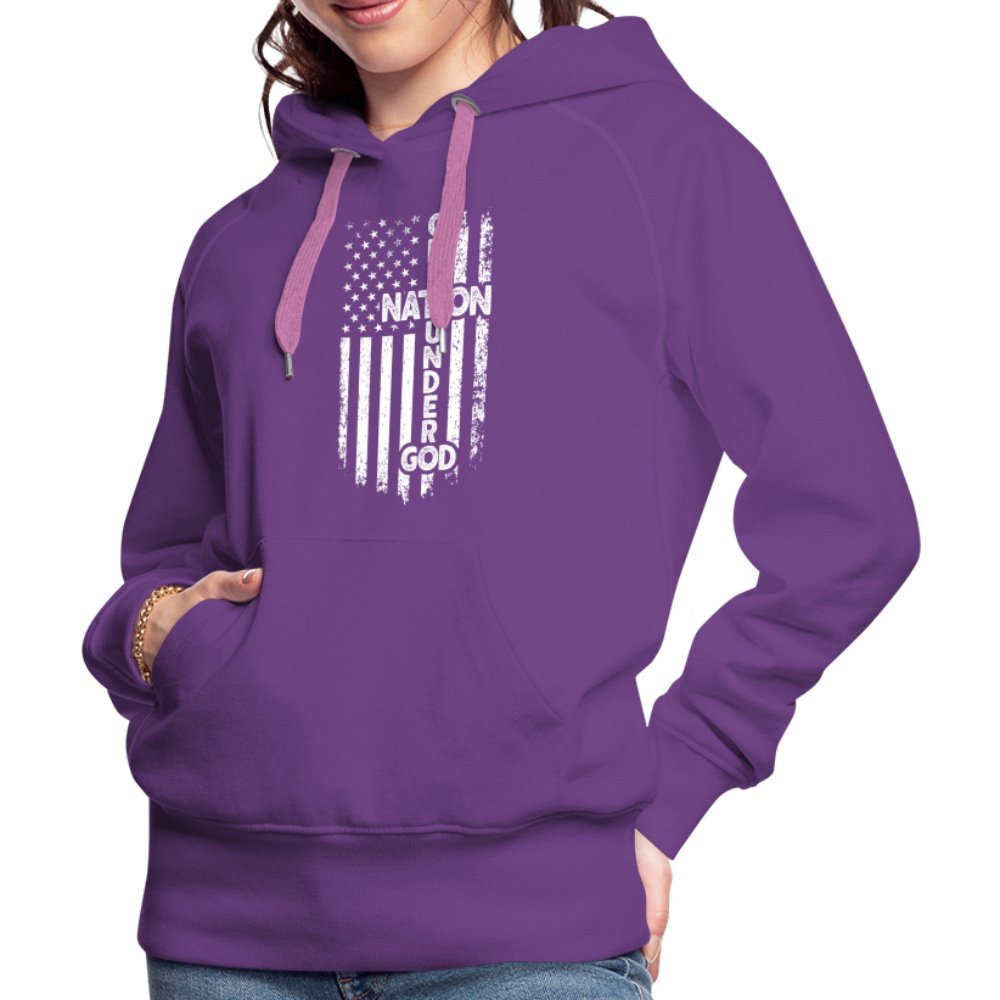 One Nation Under God Women’s Premium Hoodie - purple