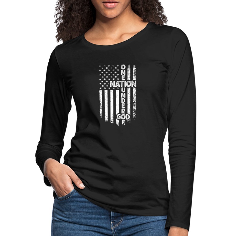 One Nation Under God Women's Premium Long Sleeve T-Shirt - black