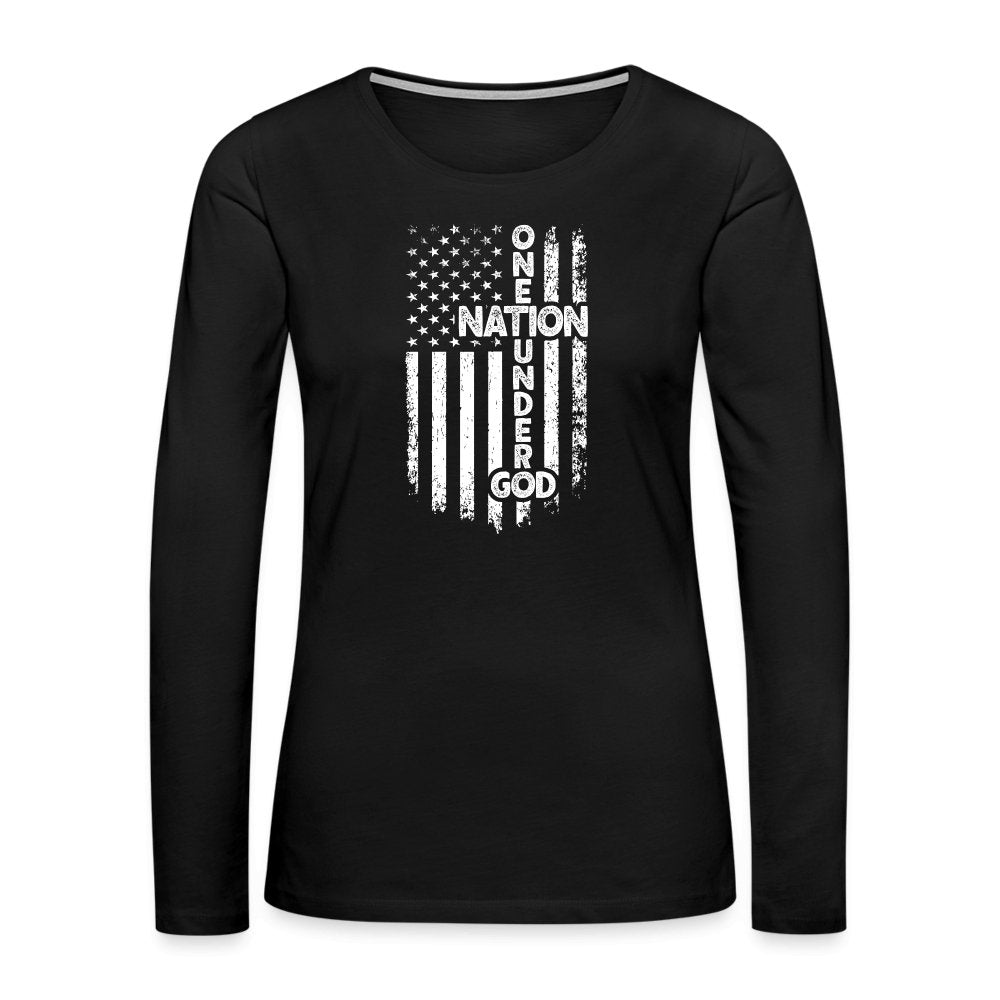 One Nation Under God Women's Premium Long Sleeve T-Shirt - black