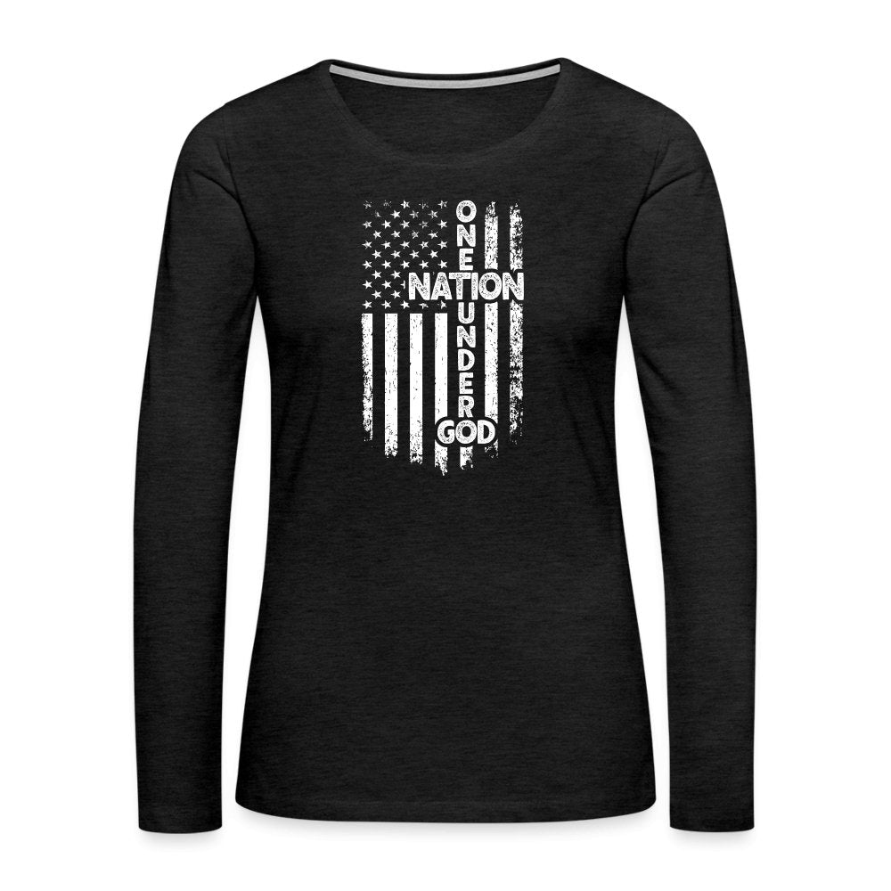 One Nation Under God Women's Premium Long Sleeve T-Shirt - charcoal grey