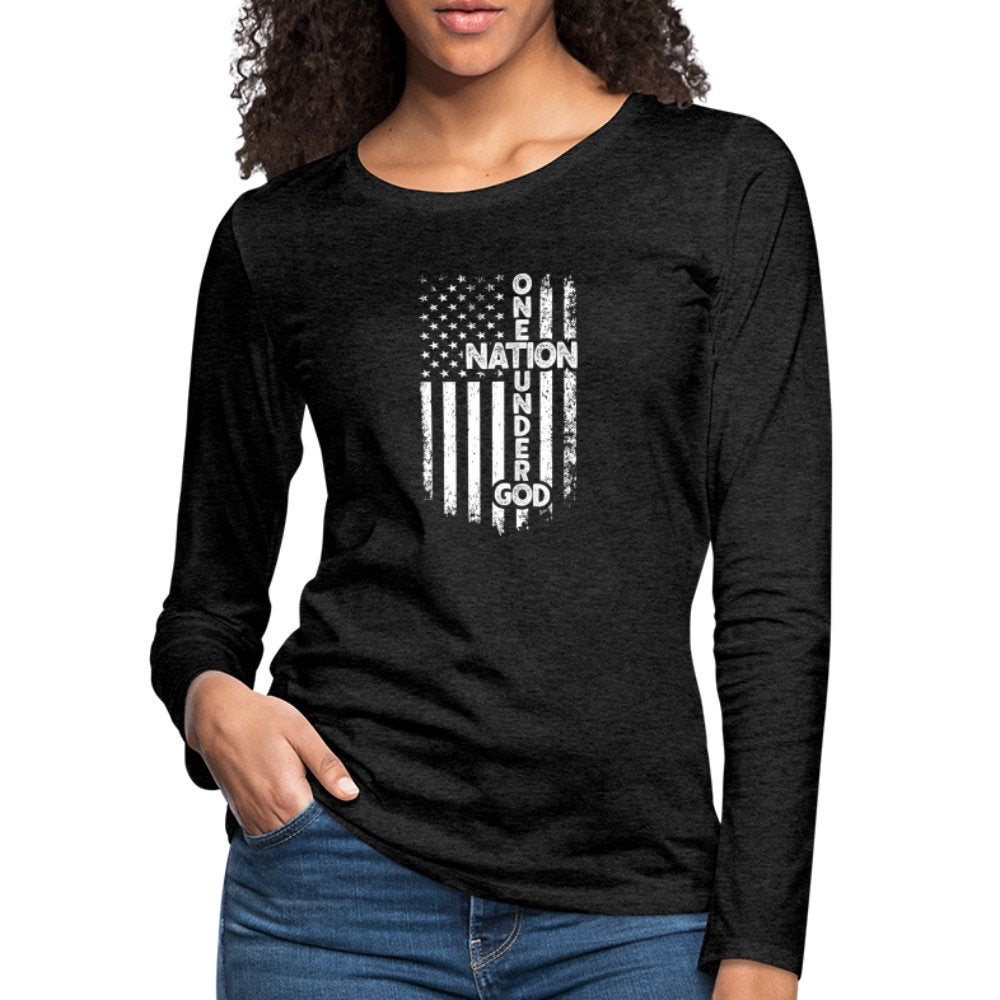 One Nation Under God Women's Premium Long Sleeve T-Shirt - charcoal grey