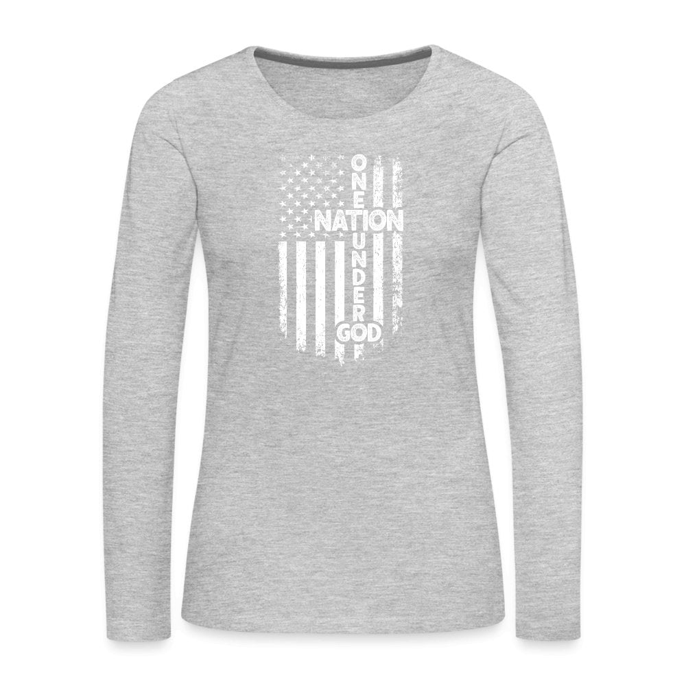 One Nation Under God Women's Premium Long Sleeve T-Shirt - heather gray