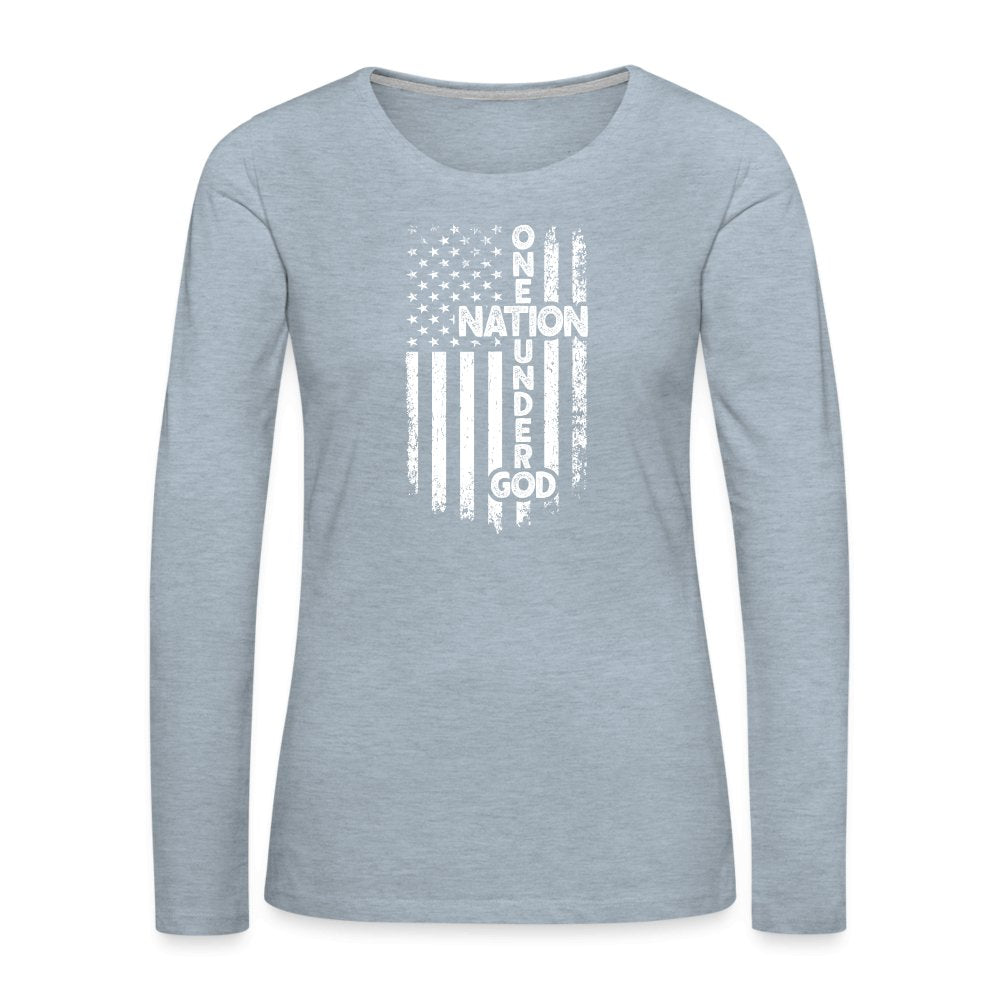 One Nation Under God Women's Premium Long Sleeve T-Shirt - heather ice blue