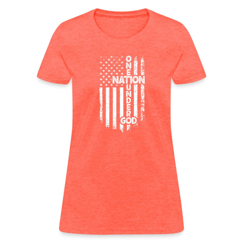 One Nation Under God Women's T-Shirt - heather coral