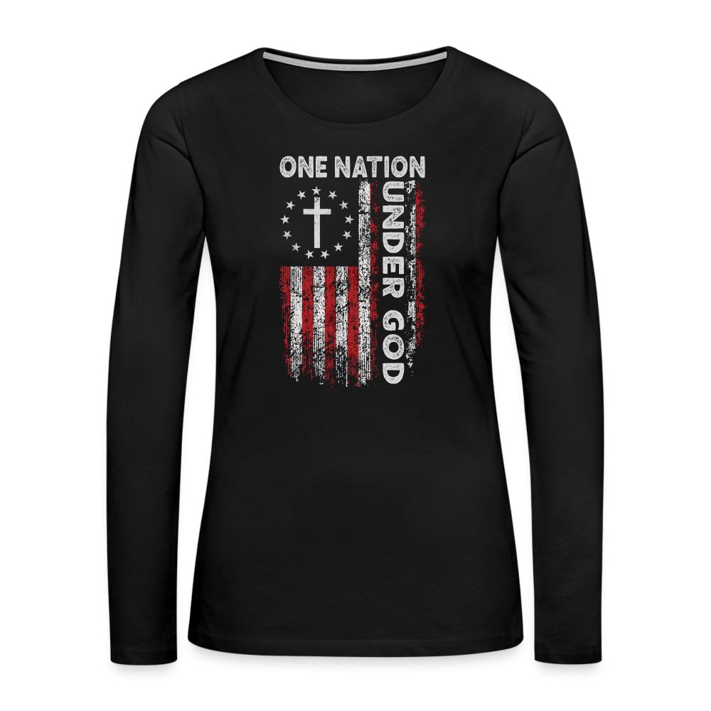 One Nation Under God Women's Women's Premium Long Sleeve T-Shirt - black