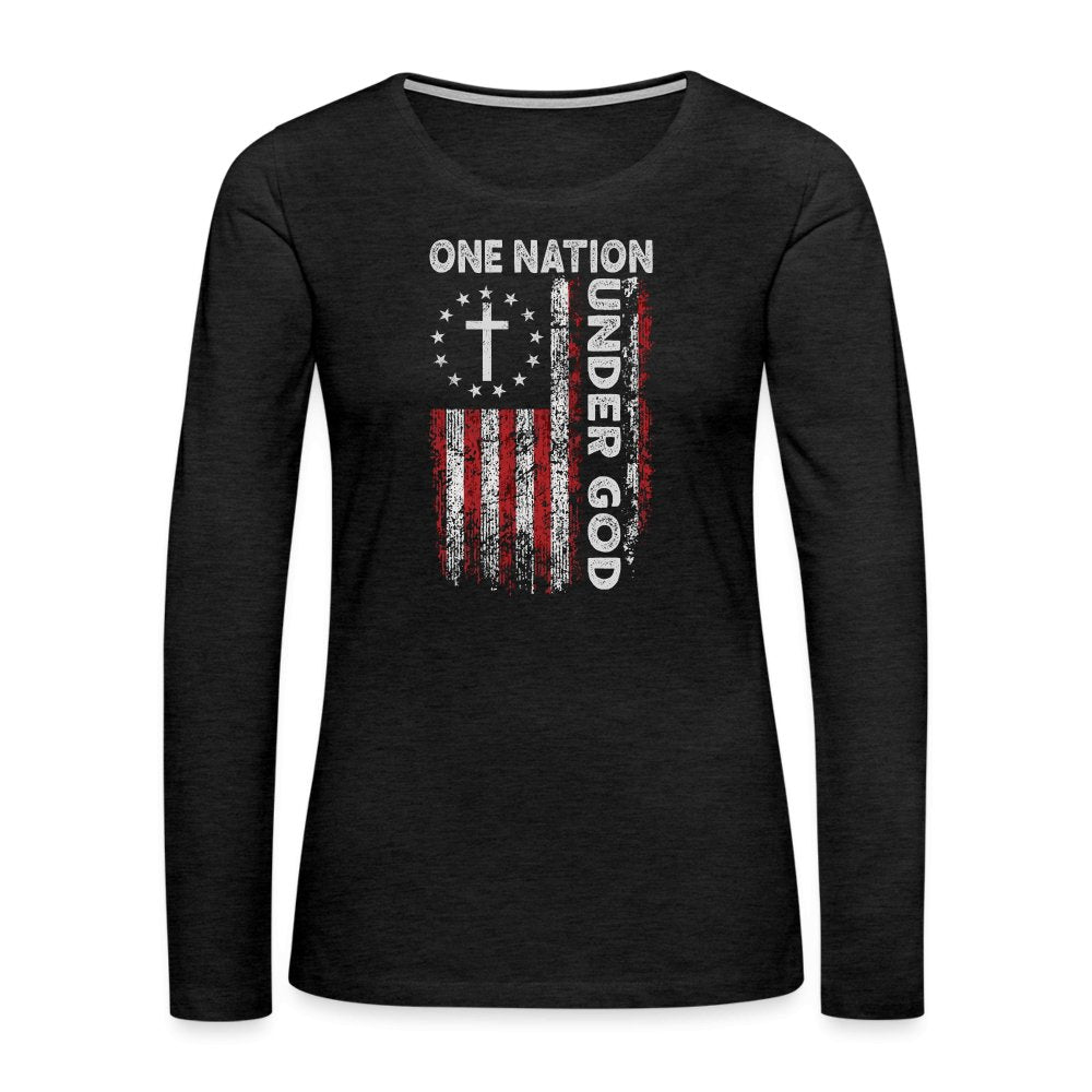 One Nation Under God Women's Women's Premium Long Sleeve T-Shirt - charcoal grey