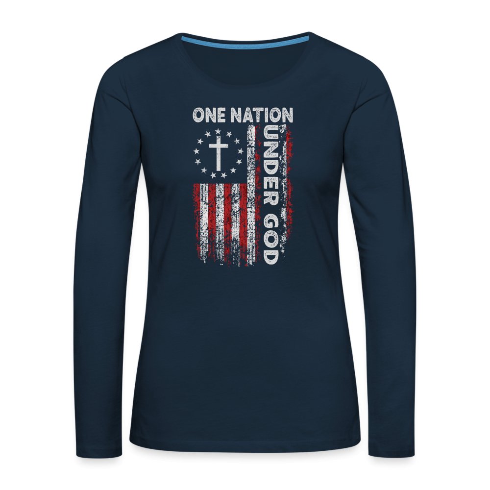 One Nation Under God Women's Women's Premium Long Sleeve T-Shirt - deep navy