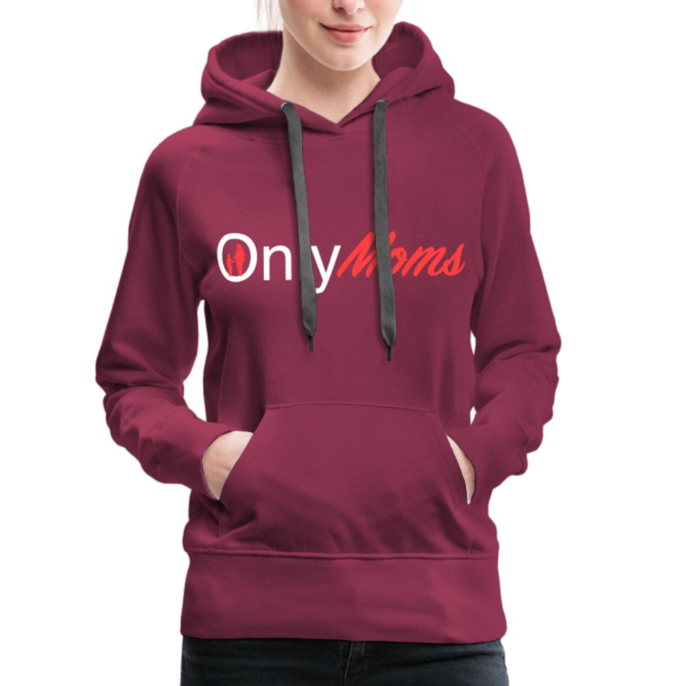 OnlyMoms - Premium Hoodie (White & Pink) - burgundy