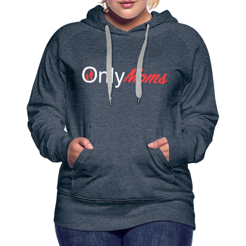 OnlyMoms - Premium Hoodie (White & Pink) - heather denim