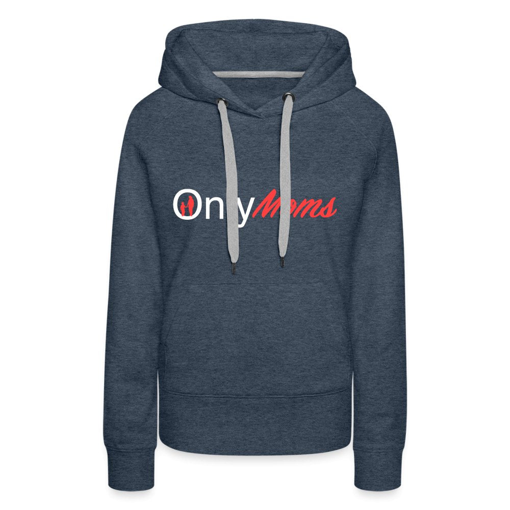 OnlyMoms - Premium Hoodie (White & Pink) - heather denim