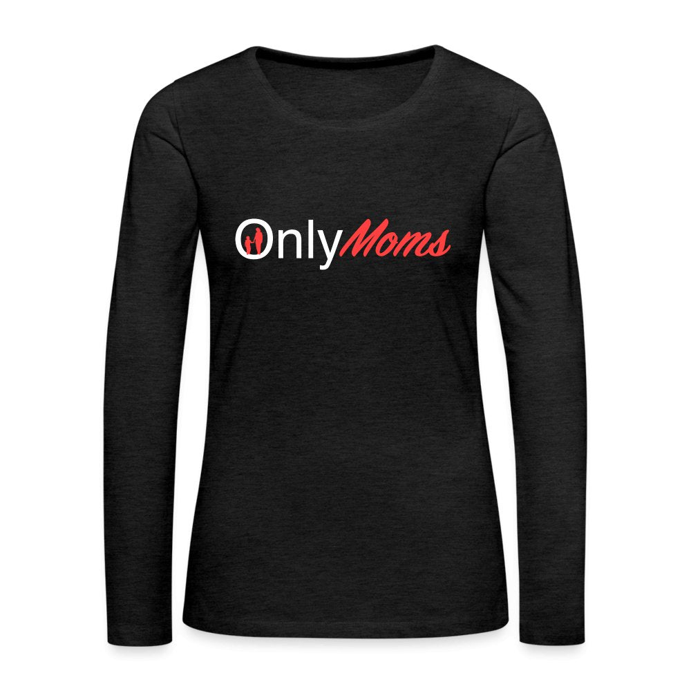 OnlyMoms - Premium Long Sleeve T-Shirt (White & Pink) - charcoal grey