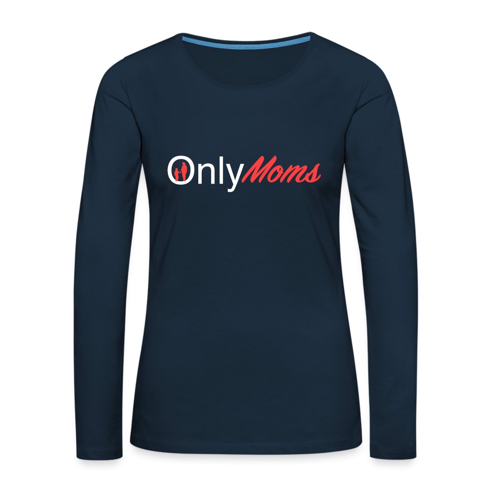 OnlyMoms - Premium Long Sleeve T-Shirt (White & Pink) - deep navy