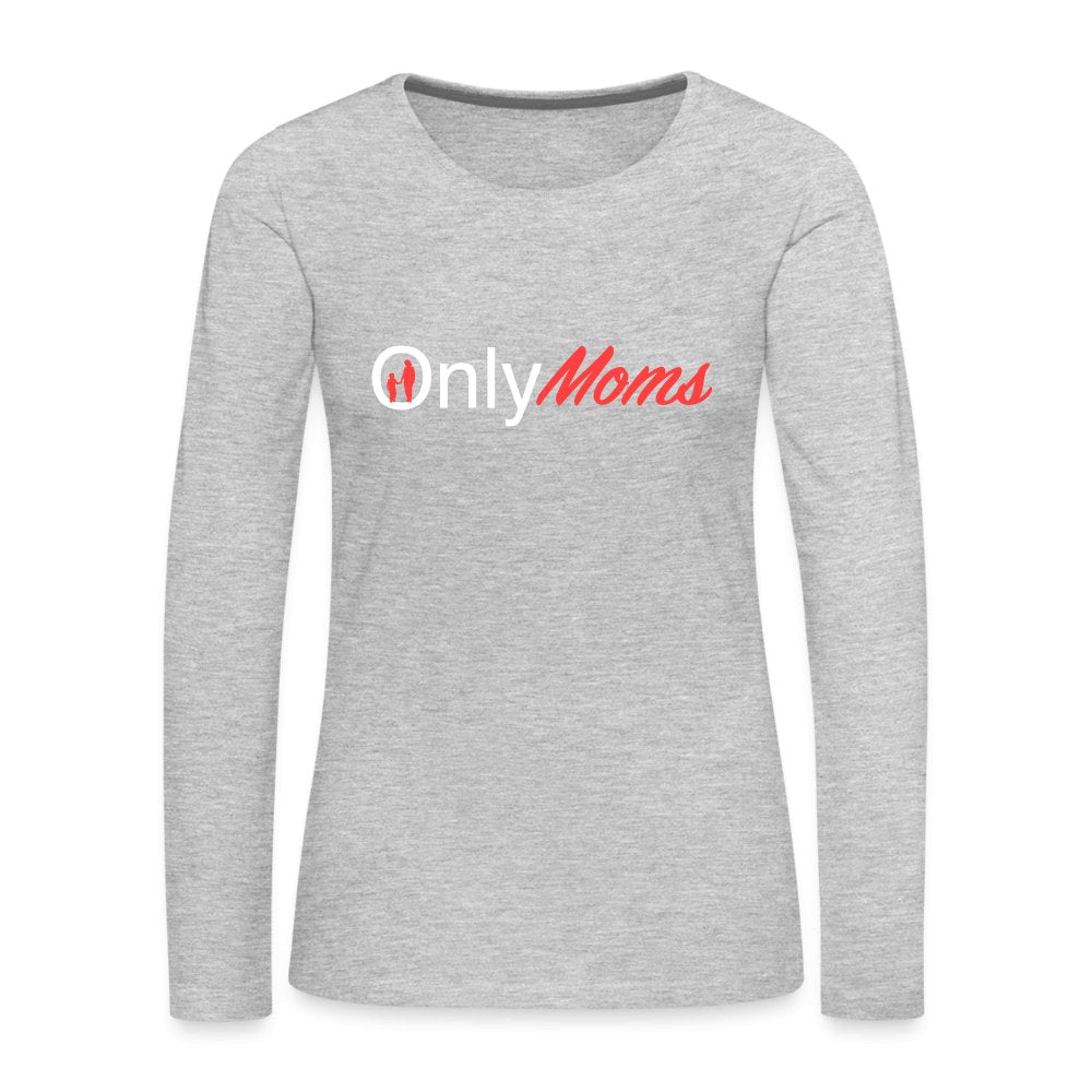 OnlyMoms - Premium Long Sleeve T-Shirt (White & Pink) - heather gray