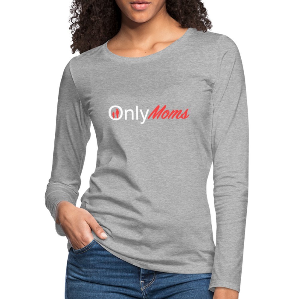 OnlyMoms - Premium Long Sleeve T-Shirt (White & Pink) - heather gray