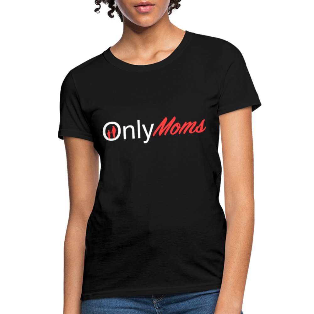 OnlyMoms - Women's T-Shirt (White & Pink) - black