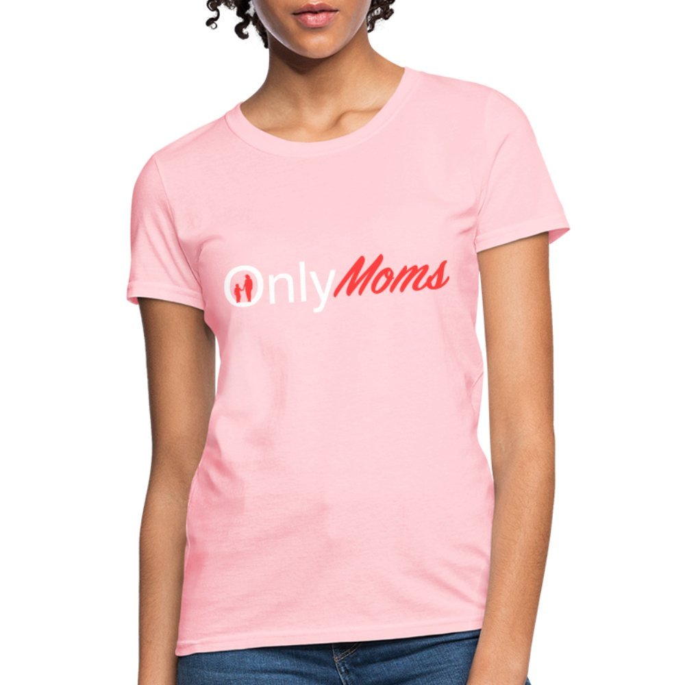 OnlyMoms - Women's T-Shirt (White & Pink) - pink