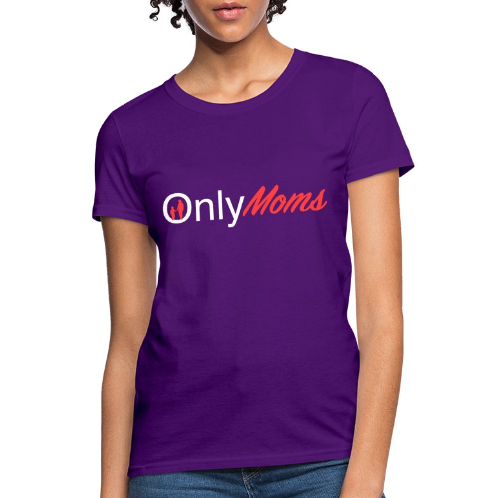 OnlyMoms - Women's T-Shirt (White & Pink) - purple