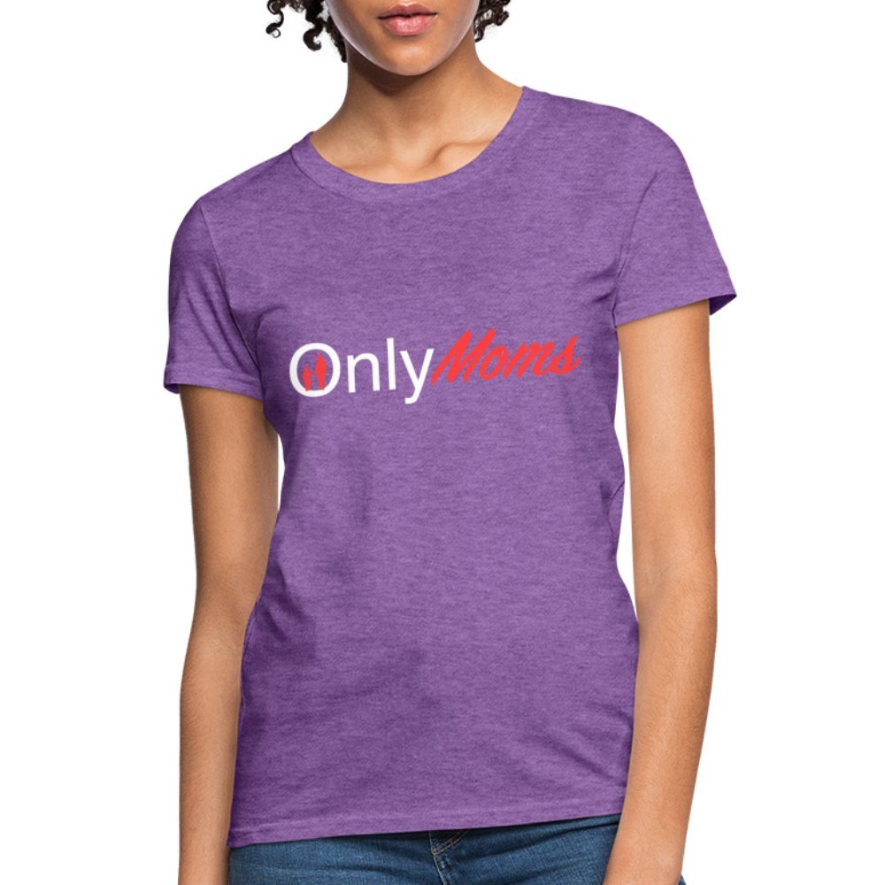 OnlyMoms - Women's T-Shirt (White & Pink) - purple heather